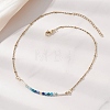 3.5MM Faceted Round Natural Kyanite & Apatite and Potato Pearl Beaded Necklaces NJEW-JN05976-01-1