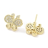 Brass Micro Pave Clear Cubic Zirconia Studs Earring for Women EJEW-S217-C04-2