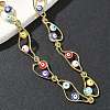 Brass Enamel Evil Eye Link Chain Necklaces NJEW-G183-01G-03-2