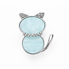 Crystal Rhinestone Cat Brooch JEWB-N007-019-FF-2