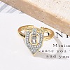 Brass Micro Pave Clear Cubic Zirconia Cuff Finger Rings for Women RJEW-U033-10GP-2