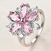 Plum Blossom Brass Pave Cubic Zirconia Finger Rings for Women FS-WG857C0-01-1