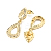 Teardrop Brass Pave Clear Cubic Zirconia Dangle Earrings EJEW-M258-24G-2