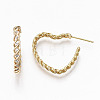 Brass Micro Pave Clear Cubic Zirconia Half Hoop Earrings KK-R117-051-NF-3