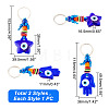 2Pcs 2 Style Turkish Blue Evil Eye Star/Hamsa Hand Pendant Alloy Keychain KEYC-AR0001-28-2