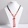 Glass Beads with Agate Beaded Necklaces X-NJEW-E040-03-1