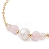 Natural Rose Quartz Beads Link Bracelets BJEW-JB13087-01-3