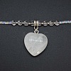Natural Gemstone Heart Pendant Colorful Glass Seed Beads Beaded Necklaces for Women VA8487-3-3