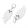 Halloween Woven MIYUKI Seed Beads Ghost Hoop Earrings EJEW-JE05854-01-4