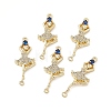 Brass Micro Pave Clear Cubic Zirconia Connetor Charms KK-E068-VB037-4