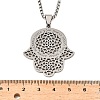 304 Stainless Steel Hollow Religion Hamsa Hand Pendant Necklaces NJEW-M086-01P-3