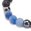 Natural Blue Aventurine & Lava Rock & Synthetic Hematite Round Braided Bead Bracelet BJEW-JB08387-07-4
