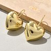 Heart Brass Dangle Earrings EJEW-B132-03G-2