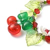 Glass & Resin & Acrylic Flower Charm Bracelet BJEW-JB09435-04-3