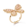 Brass Micro Pave Cubic Zirconia Adjustable Rings RJEW-A002-04G-4