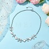 Flat Round Pearl with Bowknot Alloy Link Necklaces NJEW-JN04812-2