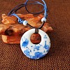 Ethnic Style Porcelain Pendant Adjustable Cord Necklaces for Women FS-WG62D6C-02-1