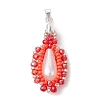 Glass Seed Beaded Teardrop Pendants PALLOY-MZ00578-01-1