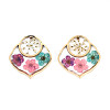 304 Stainless Steel Epoxy Resin Pendants STAS-T072-17-2