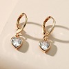 Heart Brass Clear Cubic Zirconia Hoop Earrings FS-WGFA497-02-1