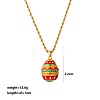 Brass Cubic Zirconia with Enamel Easter Egg Openable Bead Cage Pendant Necklaces FS-WGEA154-03-1