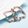 Natural Amazonite & Strawberry Quartz Chip Stretch Bracelets X-BJEW-JB04490-04-6