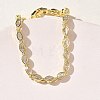 Horse Eye Brass Micro Pave Clear Cubic Zirconia Link Chain Bracelets for Women BJEW-C156-07B-G-3
