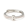 Clear Cubic Zirconia Initial Letter Adjustable Ring RJEW-C052-01P-B-2