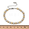 Duo Tone 304 Stainless Steel Micro Pave Clear Cubic Zirconia Beaded Bracelets SA-CBAB122-02A-6