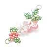ABS Plastic Imitation Pearl Butterfly and Glass Seed Beaded Flower Links Connector Charms PALLOY-MZ01332-02-3