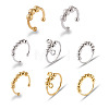 8Pcs 8 Style Brass Rotating Beaded Cuff Rings RJEW-SW0001-01-10