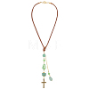 2Pcs Glass Bead & Natural Green Aventurine & Alloy Car Pendant Decorations. with Brass Chains  and Waxed Polyester Cord HJEW-DR00301-1