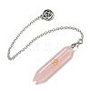 Bullet Natural Rose Quartz Pointed Dowsing Pendulums AJEW-B106-01AS-04-1