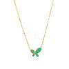 Synthetic Malachite Butterfly Pendant Necklace with Titanium Steel Chains SM4957-1-1