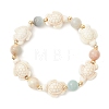 Dyed Synthetic Turquoise & Natural Flower Amazonite Beads Stretch Bracelets for Women Men BJEW-JB13459-2