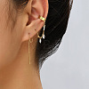 Brass Clear Cubic Zirconia Horse Eye Tassel Dangle Earrings FS-WGA0198-01-2