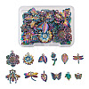 Fashewelry 24Pcs 12 Style Plated Rainbow Color Alloy Pendants FIND-FW0001-20-RS-9