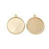 Flat Round Brass Pendant Cabochon Settings KK-K414-14G-G-1