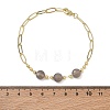 Natural Grey Agate Faceted Flat Round Beaded Brass Paperclip Chain Bracelets GG-CBA37F5-02G-05-5