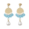 Brass Glass Seed Bead Chandelier Earrings EJEW-MZ00762-01-3