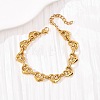 304 Stainless Steel Heart Link Chain Bracelets for Women BJEW-F536-19G-5