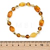 Natural Amber & Brass Beaded Stretch Bracelets for Women Men BJEW-JB13700-4