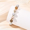 Natural Dendritic Opal & Brass Spacer Beads Beaded Stretch Bracelets for Women BJEW-JB14072-1
