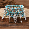 5Pcs Synthetic Turquoise & CCB Beaded Stretch Bracelets FS-WGC8DBE-04-1