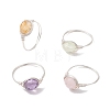 Natural Amethyst & Rose Quartz & Prehnite & Citrine Beads Finger Rings RJEW-JR00836-2