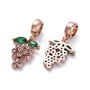 Brass Micro Pave Cubic Zirconia European Dangle Charms ZIRC-F074-05RG-2