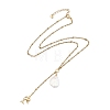 Summer Natural Baroque Keshi Pearl & 304 Stainless Steel Sea Animal Pendant Satellite Chain Y Lariat Necklaces NJEW-JN06049-02-2