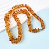 Natural Amber Square Graduated Beaded Necklaces NJEW-T019-03-1