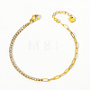 304 Stainless Steel Micro Pave Cubic Zirconia Link Bracelets FS-WGD7E2A-03-1