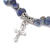 Natural Lapis Lazuli Chip Beaded Stretch Bracelets BJEW-JB12316-03-3